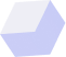 Un cubo azzurro trasparente che fluttua su uno sfondo bianco.